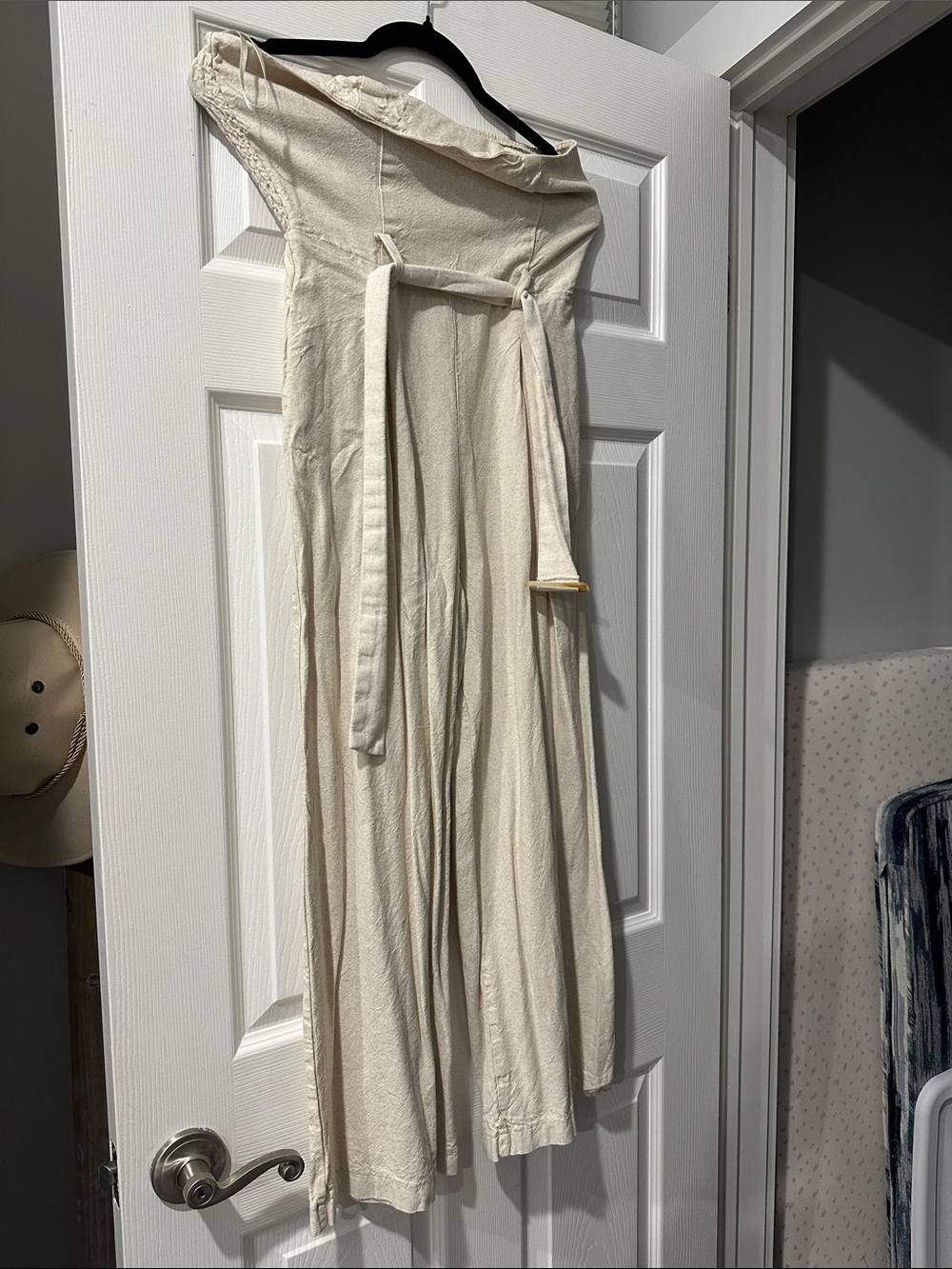 One-Shoulder Cream Belted Jumpsuit